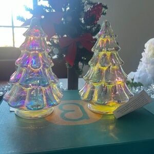 Iridescent , 2 Christmas Trees, Target Bullseye, Light up Decor ,, New